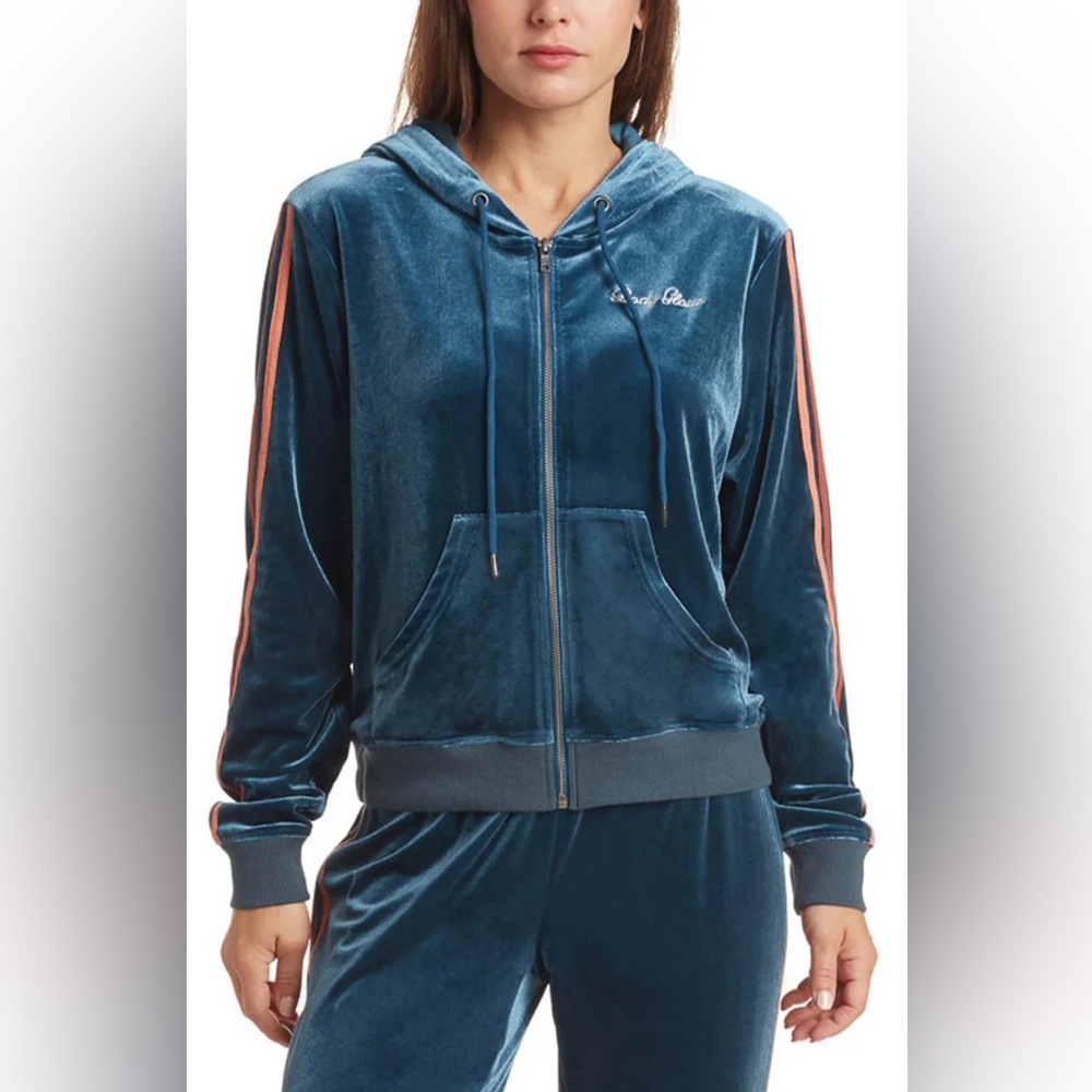 NWT Body Glove SEASONS CHANGE VELOUR CROPPED ZIP-UP JACKET - NAVY
